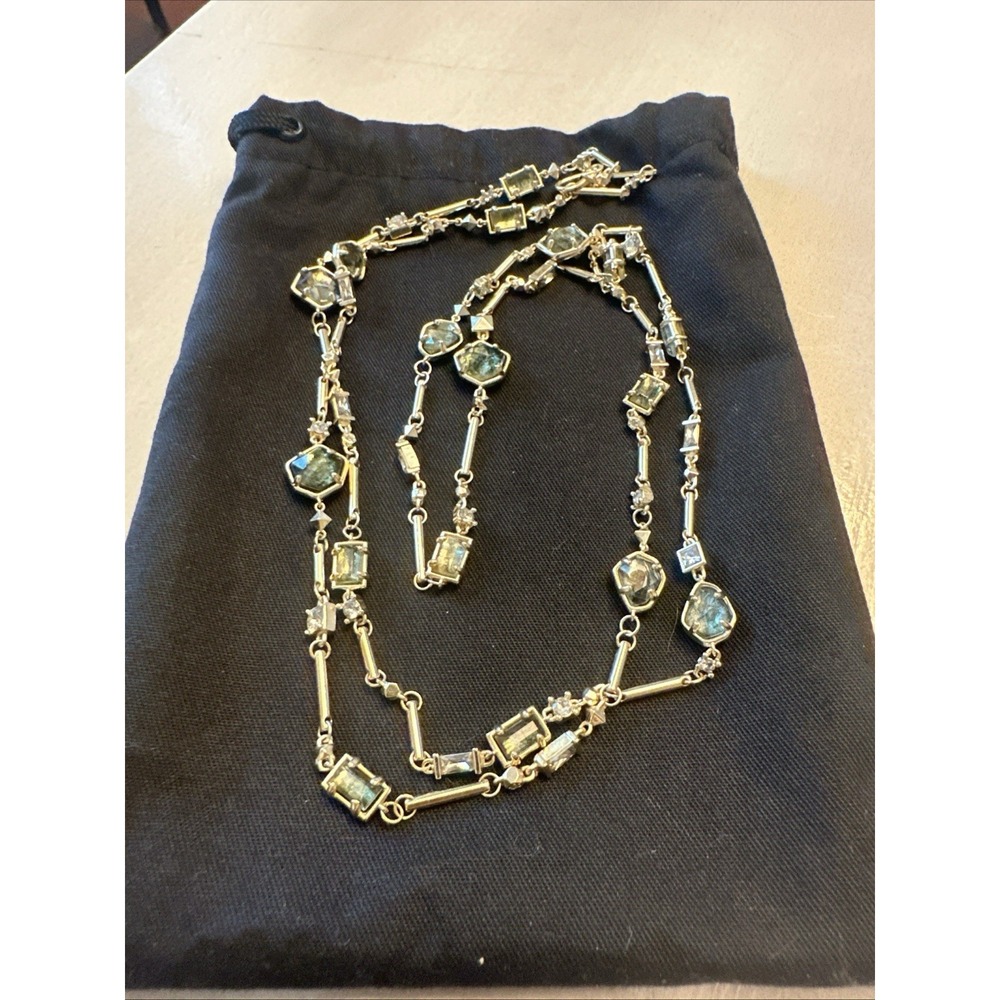 Kendra Scott Yazmin long necklace  Sage mix Gold Tone